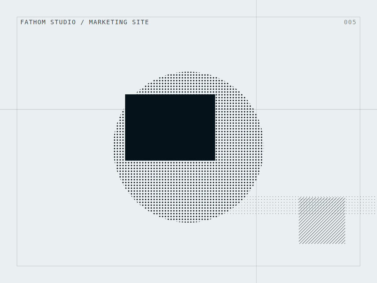 Fathom Studio homepage hero with large typography
